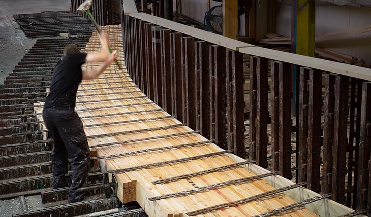 Buckland Timber Glulam beams being manufactured